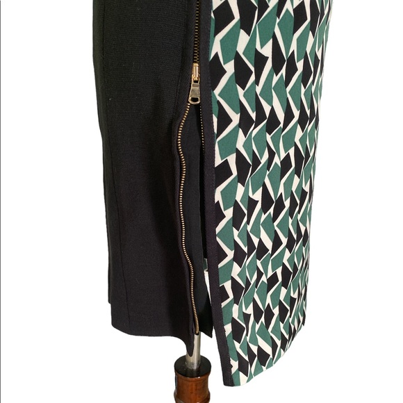 Missoni Green & Black Geometric Side Zipper Pencil Skirt - 46 - 10 - Picture 6 of 16